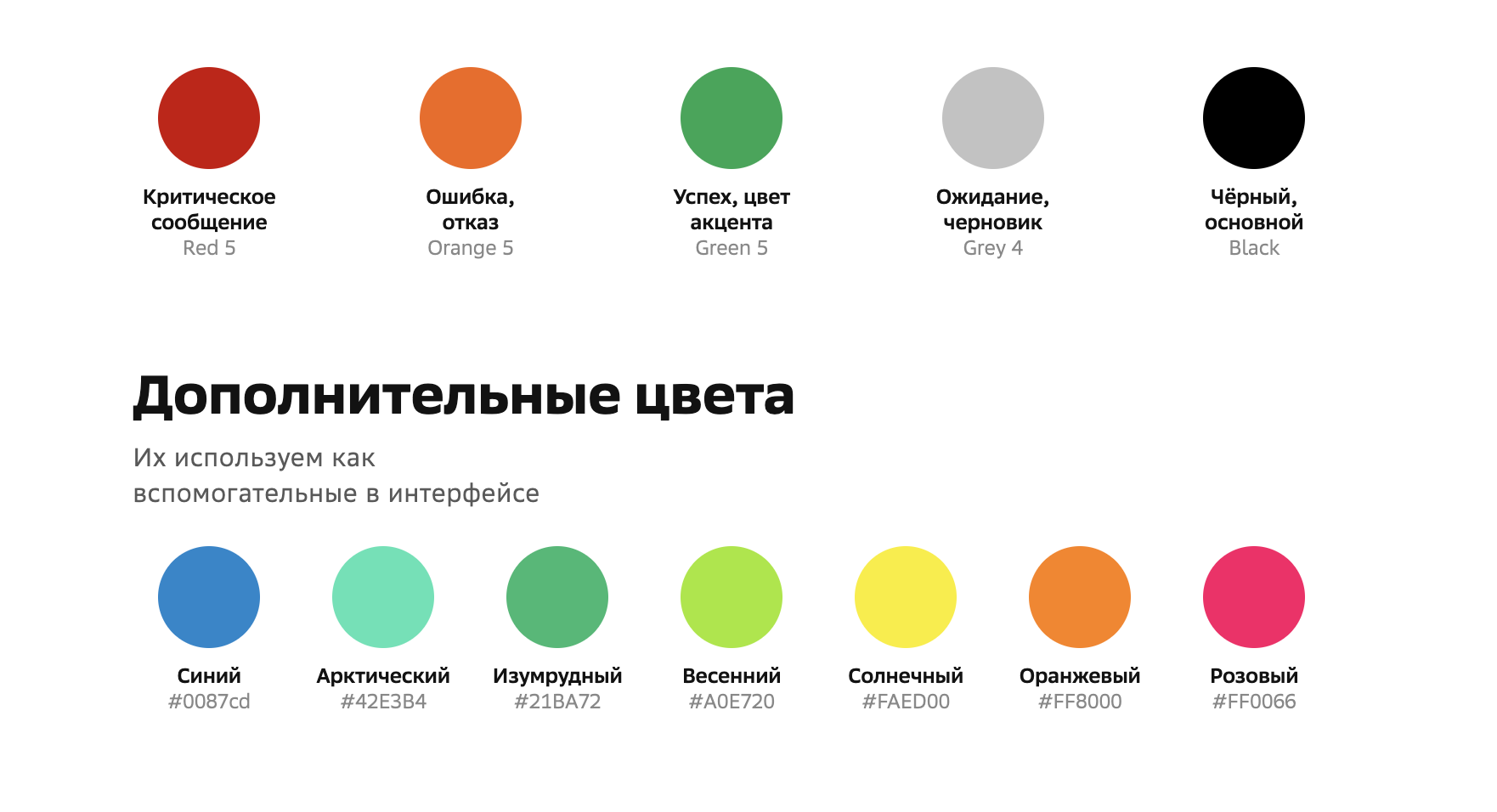 Представлены как базовые, так и дополнительные цвета 