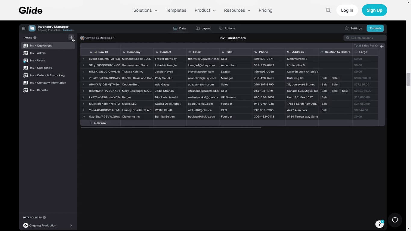 Платформа Glide подходит для создания приложений и настройки их функциональности.