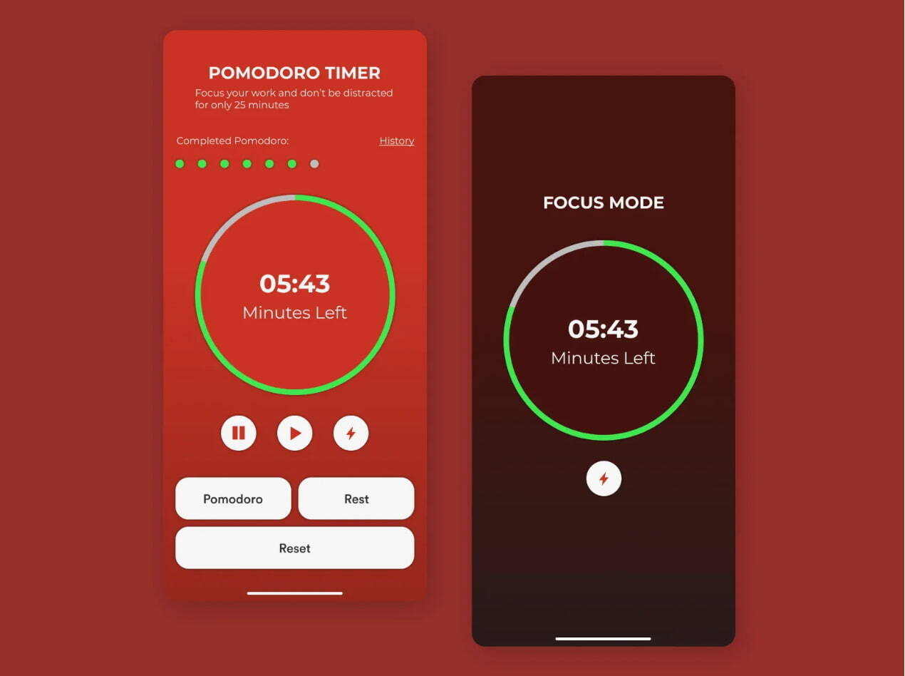 Таймер, созданный специально для работы по технике Pomodoro