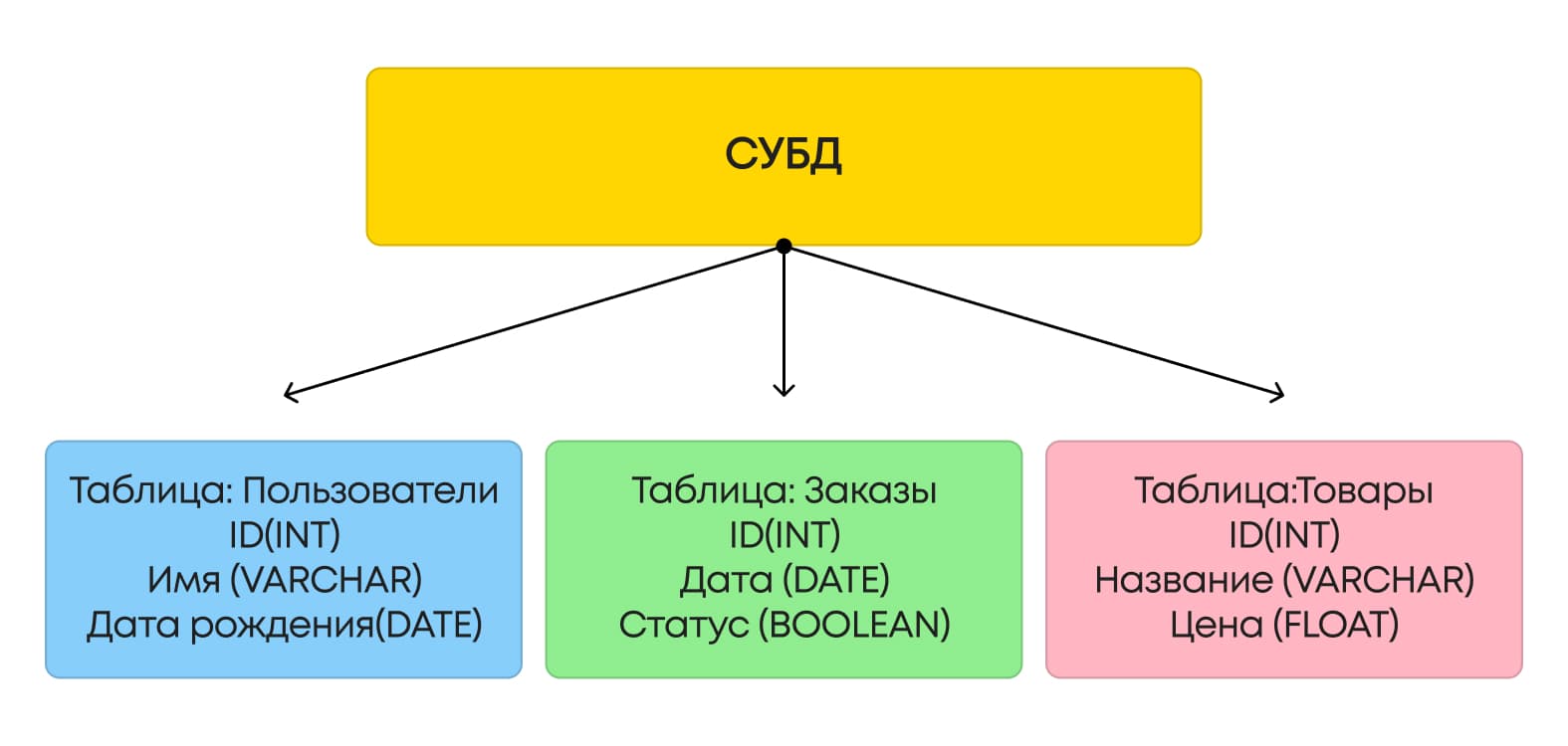 Таблица с именем и датой рождения, с датой и статусом, с названием и ценой